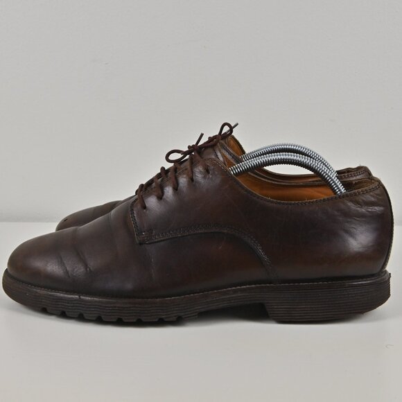 VTG Rockport Genuine Leather Vibram Sole Brown Oxfords US10 UK9.5 Made Portugal - Picture 3 of 16